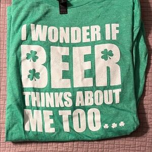 St Patrick’s day T-shirt Green Graphic Tee with Beer Quote XXL
